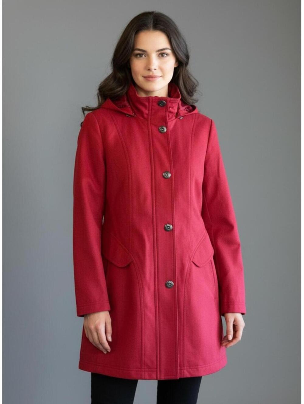 Kristen Blake Women's Red Zip Up Trench Coat Jacket Size Small Cozycore Outdoors